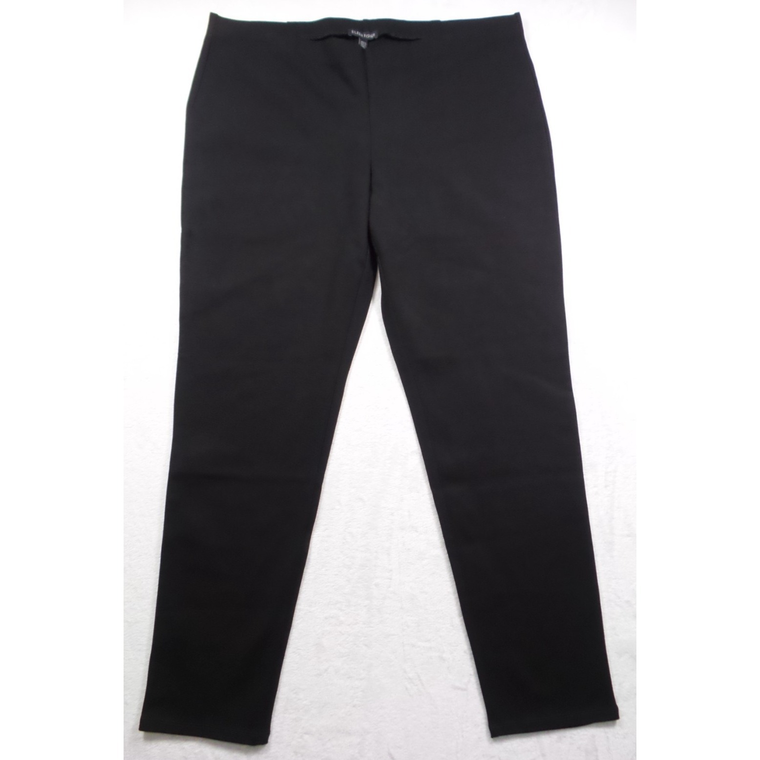 Eileen Fisher Pants Womens Size Xl Black Slim Mid Rise Stretch Flat Front Nwt